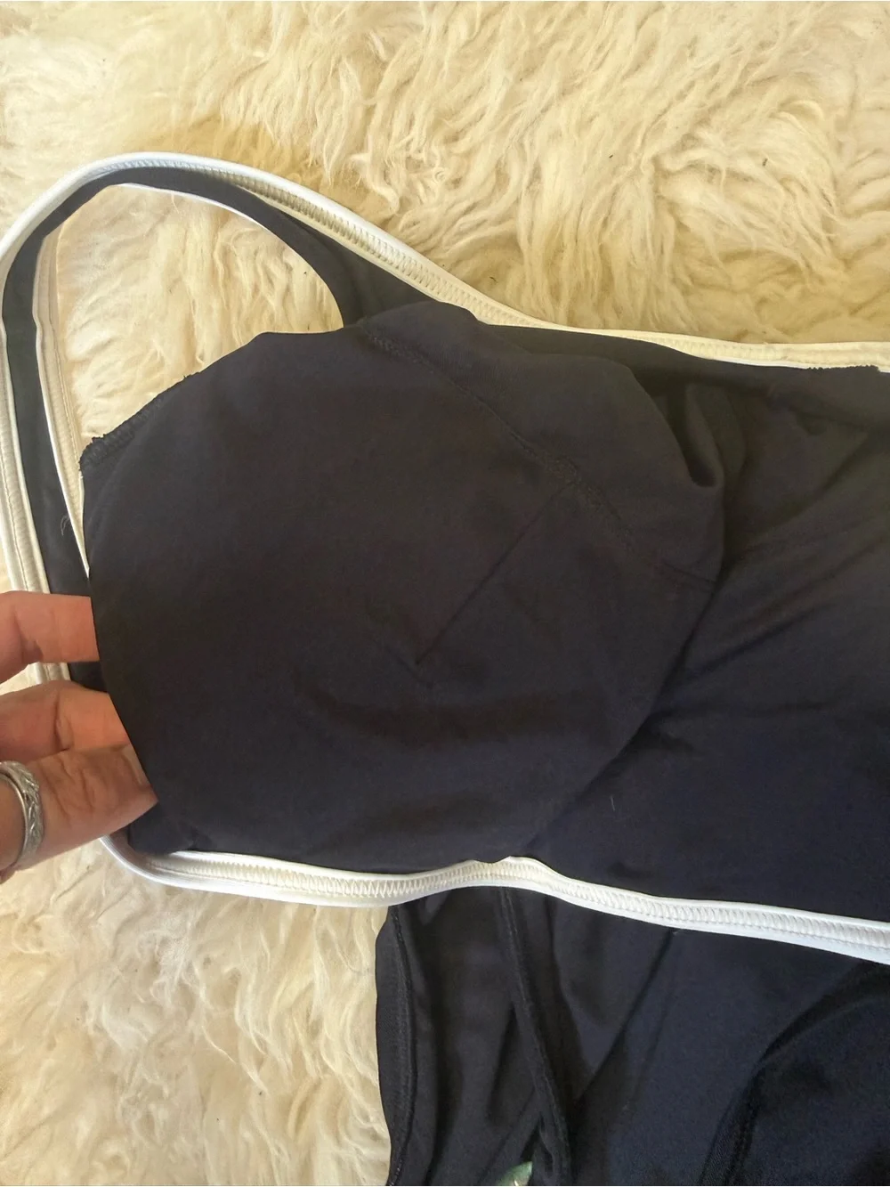 NWOT $200 KATE SPADE Women S Black One-Piece Swimsuit White Trim Button Placket
